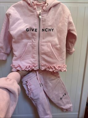 Givenchy Baby Pink Ruffle Zip Hoodie & Joggers Set